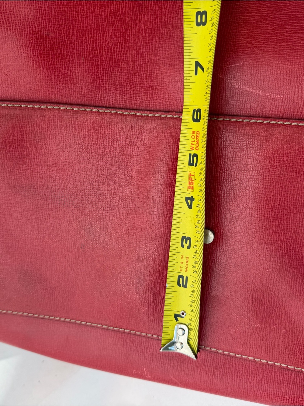 Vintage Ann Taylor Red Leather Duffle Bag Weekender CarryOn Travel Luggage AS IS - Picture 10 of 16
